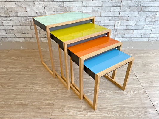 ジョセフ・アルバース Josef Albers ネスティングテーブル Nesting Tables ガラストップ ネストテーブル MoMAデザインストア取り扱い バウハウス 定価\282,480- ●