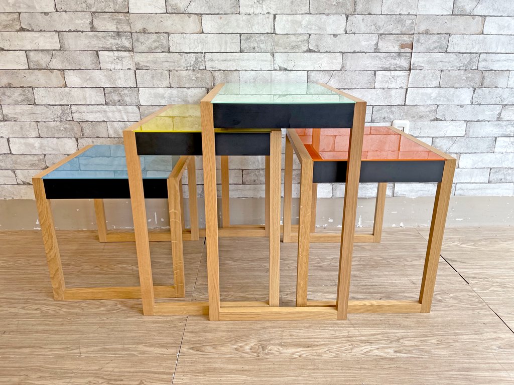 ジョセフ・アルバース Josef Albers ネスティングテーブル Nesting Tables ガラストップ ネストテーブル MoMAデザインストア取り扱い バウハウス 定価\282,480- ●