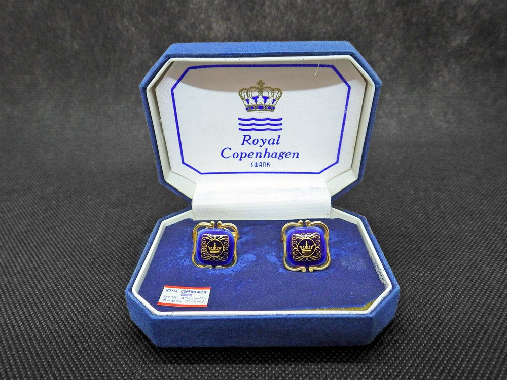 ロイヤルコペンハーゲン Royal Copenhagen カフス ネイビー × ゴールド デンマーク 北欧雑貨♪