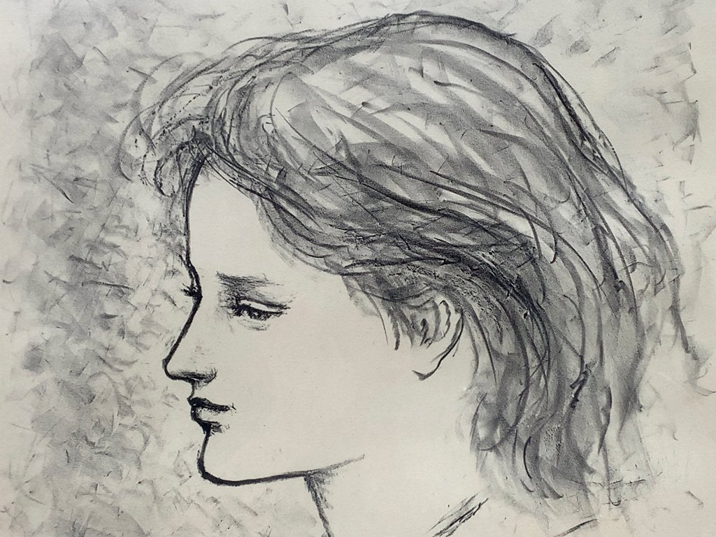 舟越 保武 若い女B リトグラフ 版画 額装品 158/170 彫刻家 ●