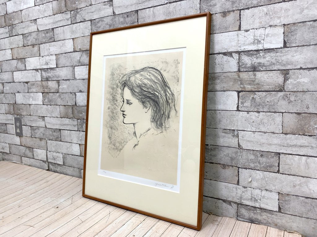 舟越 保武 若い女B リトグラフ 版画 額装品 158/170 彫刻家 ●