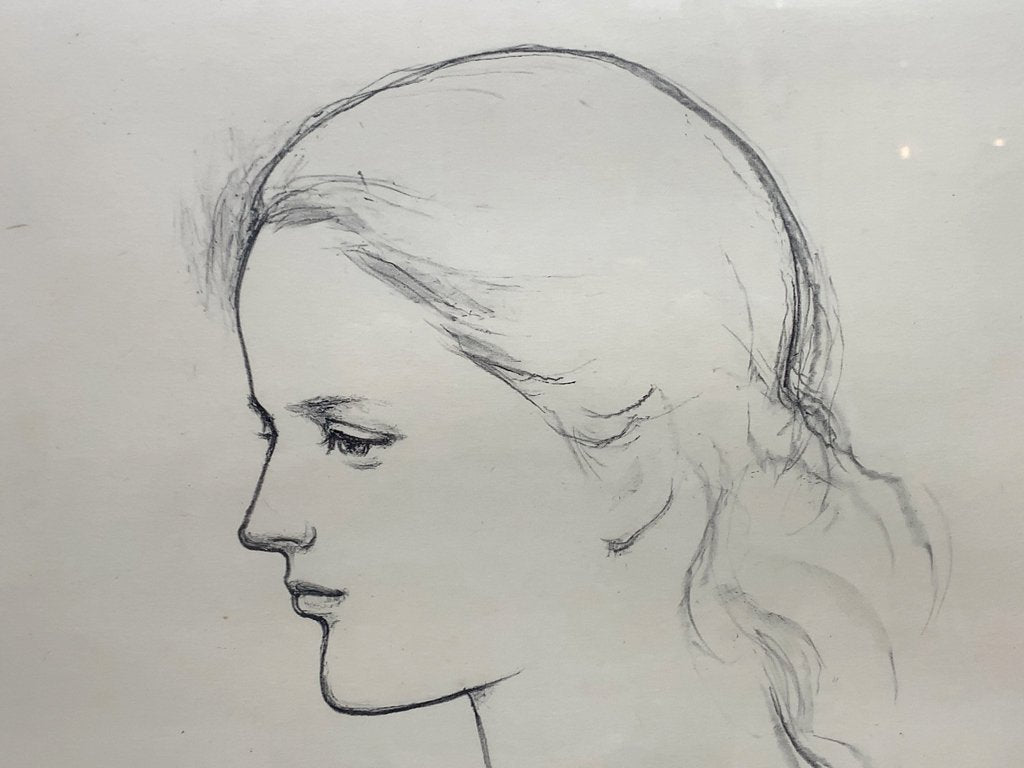 舟越 保武 若い女A リトグラフ 版画 額装品 158/170 彫刻家 ●