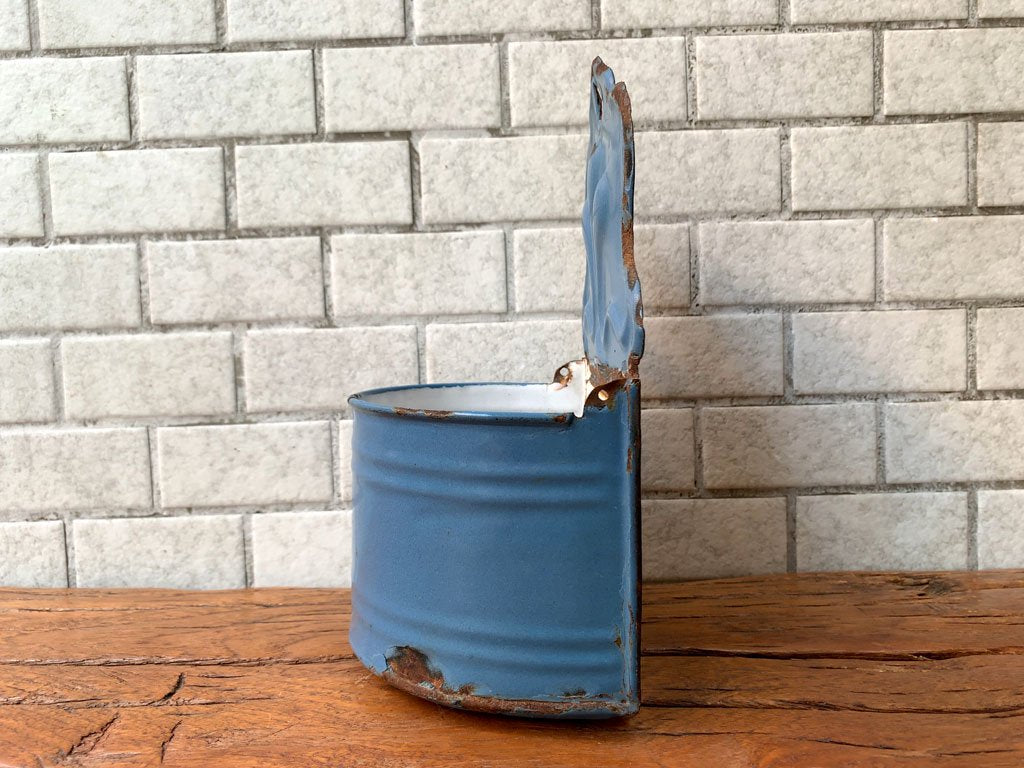 UKアンティーク UK Antique ホーロー製ウォールラック ソルト Enamel wall salt rack 壁掛け ブロカント 古道具 インテリア ■