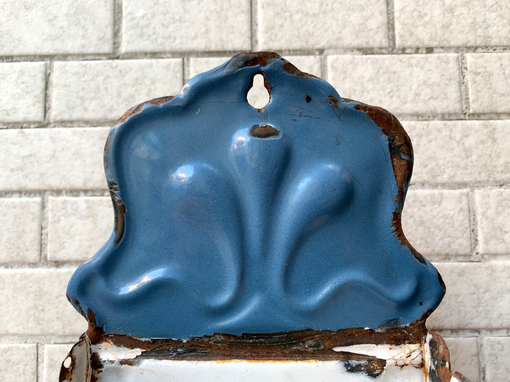 UKアンティーク UK Antique ホーロー製ウォールラック ソルト Enamel wall salt rack 壁掛け ブロカント 古道具 インテリア ■