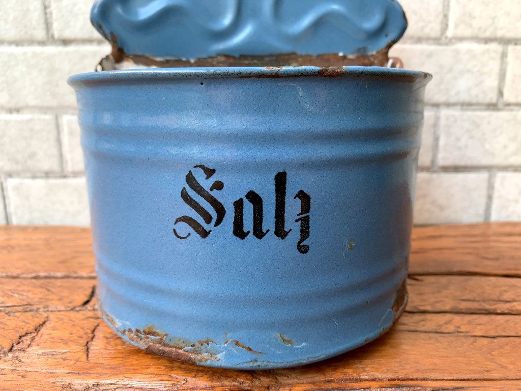 UKアンティーク UK Antique ホーロー製ウォールラック ソルト Enamel wall salt rack 壁掛け ブロカント 古道具 インテリア ■
