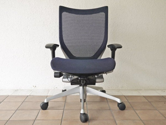 オカムラ okamura バロンチェア Baron Chair オフィスチェア デスクチェア メッシュ背もたれ×メッシュ座面 ネイビー ジョルジェット・ジウジアーロ ◇