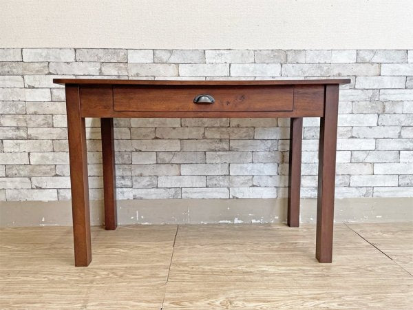 ビンテージスタイル Vintage Style オーク材 引出し付きデスク ダークブラウン アジアンスタイル W110cm ●