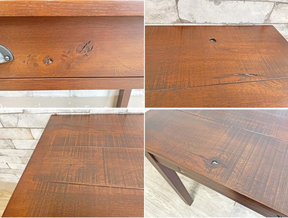 ビンテージスタイル Vintage Style オーク材 引出し付きデスク ダークブラウン アジアンスタイル W110cm ●