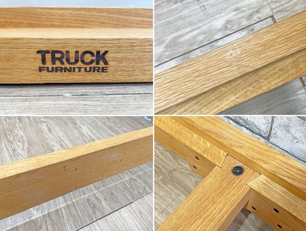 トラックファニチャー TRUCK FURNITURE フラットベッド FLAT BED ベッドフレーム ダブルサイズ オーク無垢材 焼印有 ナチュラルモダン 廃盤品  ●