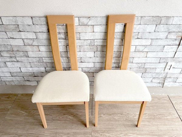 モダンデザイン Modern Design ダイニングチェア 2脚セット ハイバック ファブリック ビーチ材 ナチュラル ●