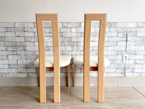 モダンデザイン Modern Design ダイニングチェア 2脚セット ハイバック ファブリック ビーチ材 ナチュラル ●