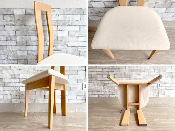 モダンデザイン Modern Design ダイニングチェア 2脚セット ハイバック ファブリック ビーチ材 ナチュラル ●