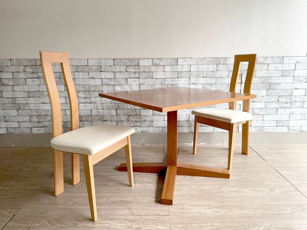 モダンデザイン Modern Design ダイニングチェア 2脚セット ハイバック ファブリック ビーチ材 ナチュラル ●