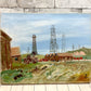 柏原 覚太郎 秋田八橋風景 油彩画 額装品 油絵 二科展画家 洋画家 ●