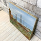 柏原 覚太郎 秋田八橋風景 油彩画 額装品 油絵 二科展画家 洋画家 ●