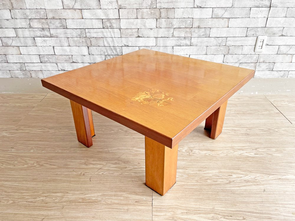 モダンスタイル Modern Style 象嵌 ローテーブル センターテーブル スクエア 80×80cm インレイ 植物 ボタニカル  ●