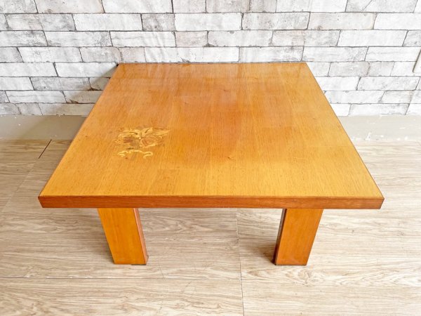 モダンスタイル Modern Style 象嵌 ローテーブル センターテーブル スクエア 80×80cm インレイ 植物 ボタニカル  ●