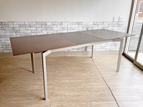 カリガリス calligaris エクステンションテーブル 伸長式 EX ダイニングテーブル W160-205cm ウォールナットカラー × スチール脚 イタリア モダン ●