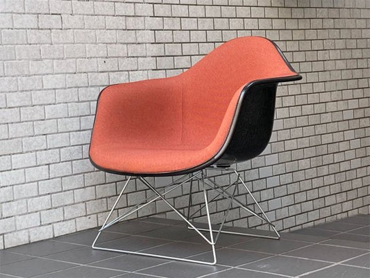 ハーマンミラー Herman Miller アームシェルチェア LAR 現行FRP製 アプホルスター キャッツクレイドル ラウンジベース オレンジ ブラック C&R イームズ ■