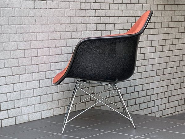 ハーマンミラー Herman Miller アームシェルチェア LAR 現行FRP製 アプホルスター キャッツクレイドル ラウンジベース オレンジ ブラック C&R イームズ ■