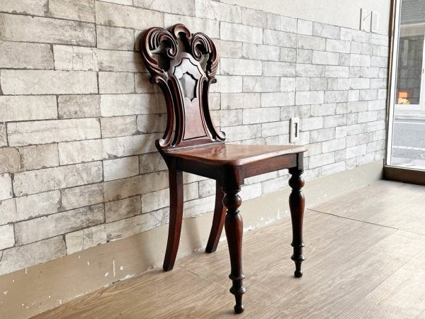 UKアンティーク Antique マホガニー材 ホールチェア サロンチェア ヴィクトリアン様式 英国家具 A ●