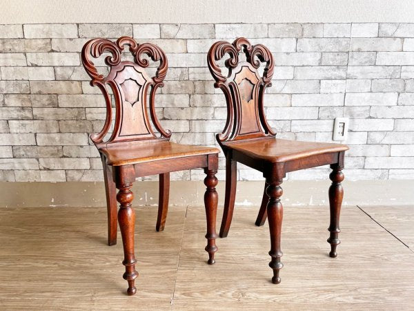 UKアンティーク Antique マホガニー材 ホールチェア サロンチェア ヴィクトリアン様式 英国家具 A ●