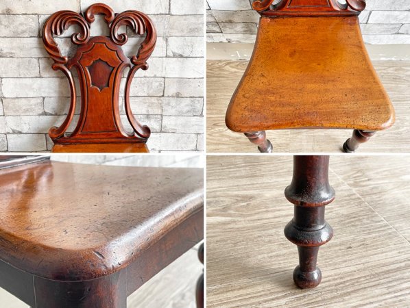 UKアンティーク Antique マホガニー材 ホールチェア サロンチェア ヴィクトリアン様式 英国家具 A ●