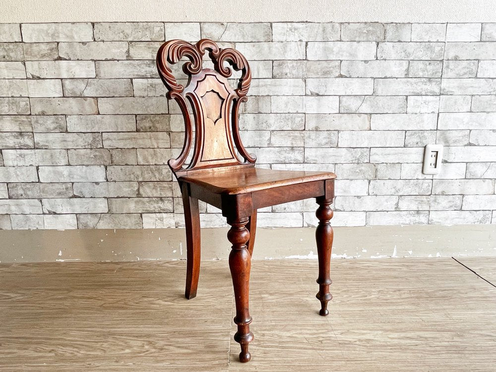 UKアンティーク Antique マホガニー材 ホールチェア サロンチェア ヴィクトリアン様式 英国家具 B ●