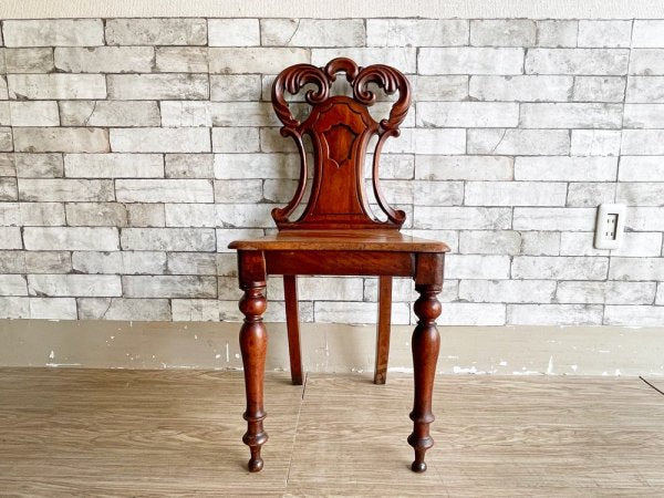 UKアンティーク Antique マホガニー材 ホールチェア サロンチェア ヴィクトリアン様式 英国家具 B ●