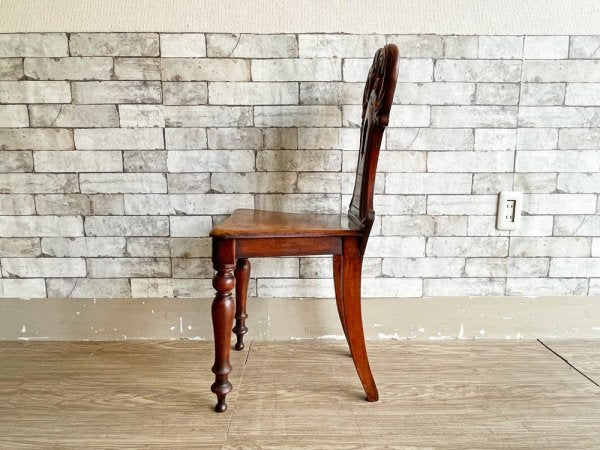 UKアンティーク Antique マホガニー材 ホールチェア サロンチェア ヴィクトリアン様式 英国家具 B ●