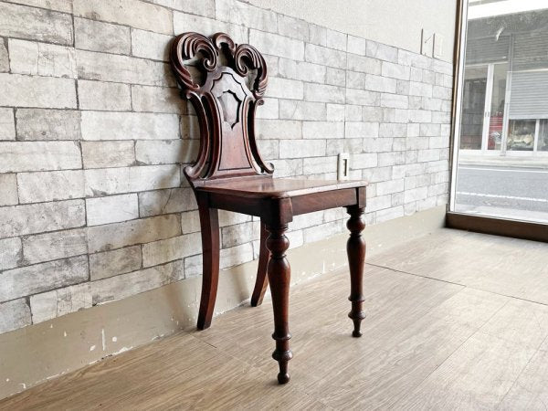 UKアンティーク Antique マホガニー材 ホールチェア サロンチェア ヴィクトリアン様式 英国家具 B ●