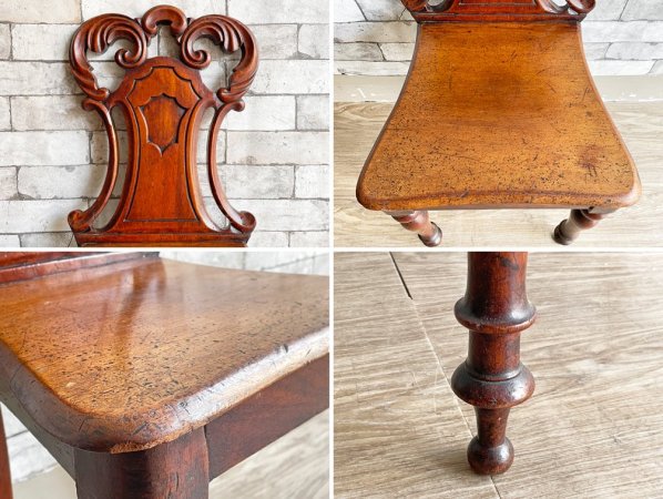 UKアンティーク Antique マホガニー材 ホールチェア サロンチェア ヴィクトリアン様式 英国家具 B ●