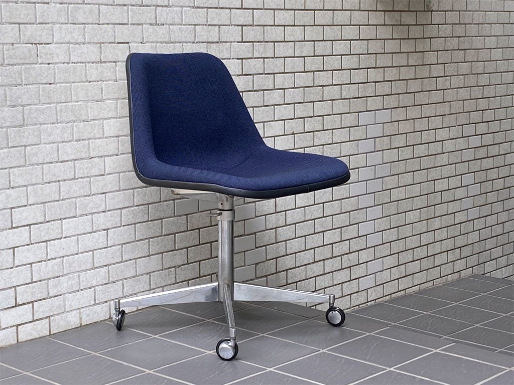 ヒル Hille エアボーン AIRBORNE シェルチェア Polyside chair ロビンデイ Robin Day キャスターチェア ネイビー ミッドセンチュリー UK Vintage ■