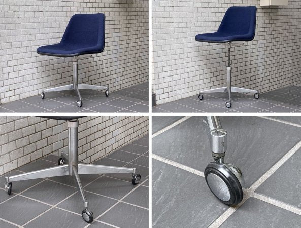 ヒル Hille エアボーン AIRBORNE シェルチェア Polyside chair ロビンデイ Robin Day キャスターチェア ネイビー ミッドセンチュリー UK Vintage ■