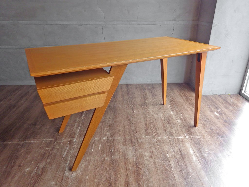 ミッドセンチュリーデザイン オーク材 デスク 片袖  W125cm♪
