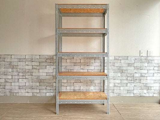 リオン LYON アングルシェルフ SLOTTED ANGLE SHELF 5段 オープンシェルフ H175cm 店舗什器 インダストリアル 工業系 P.F.S取扱 定価￥46,200- ●