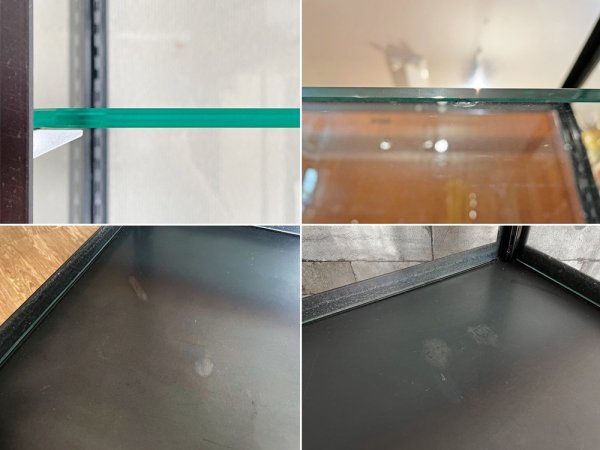 ビンテージスタイル Vintage Style ガラスキャビネット ショーケース アイアンフレーム H170cm 棚板3枚 可動式 店舗什器 インダストリアル 工業系 ●