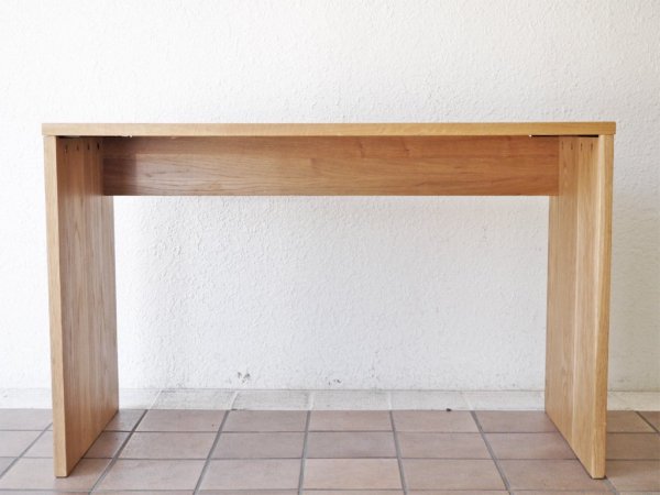 無印良品 MUJI オーク無垢材 コの字 デスク W110cm 配線トレー付き ナチュラル シンプルデザイン 廃番品 ◇