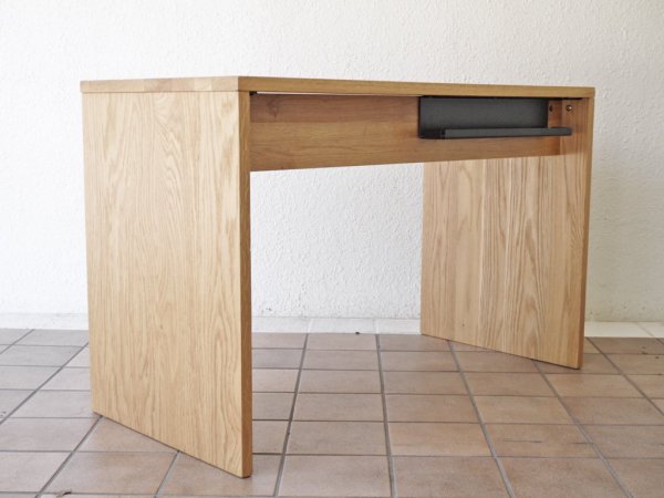 無印良品 MUJI オーク無垢材 コの字 デスク W110cm 配線トレー付き ナチュラル シンプルデザイン 廃番品 ◇