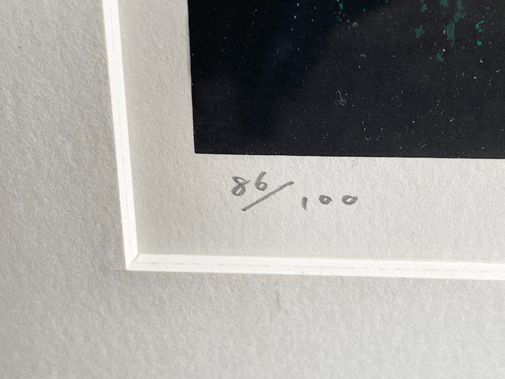 平体文枝 FUMIE HIRATAI リトグラフ シルクスクリーン プリント 86/100 サイン入り 抽象画 額装品 ●
