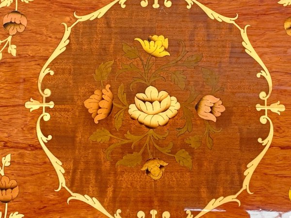 ヨーロピアン クラシカル サイドテーブル 花台 象嵌 植物文様 ボタニカル オリエンタル ■