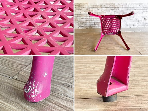 USビンテージ US Vintage アイアン ガーデンチェア ダイニングチェア ピンクペイント シャビーシック アクメ購入品 ●