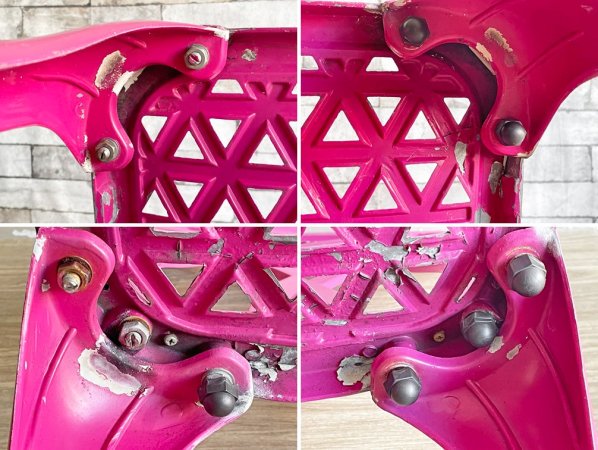 USビンテージ US Vintage アイアン ガーデンチェア ダイニングチェア ピンクペイント シャビーシック アクメ購入品 ●