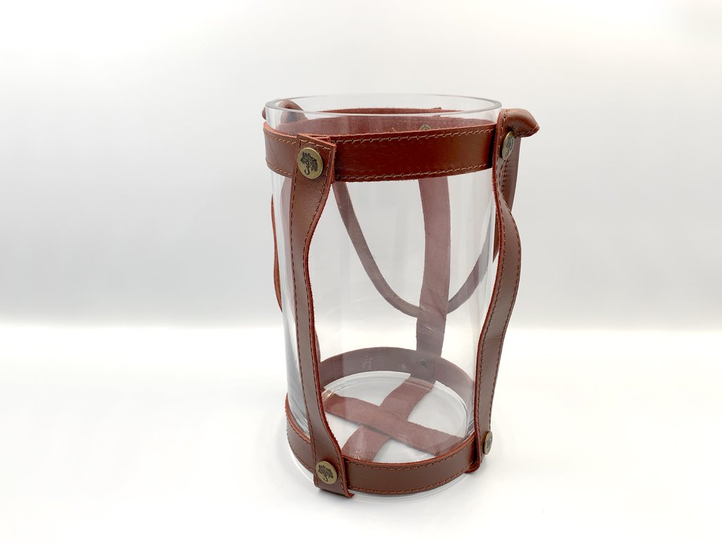 スカーガーデン SKARGAARDEN キャンドル ランタン Candle lantern ガラス×レザーストラップ フラワーベース レッド 北欧雑貨 スウェーデン ◎