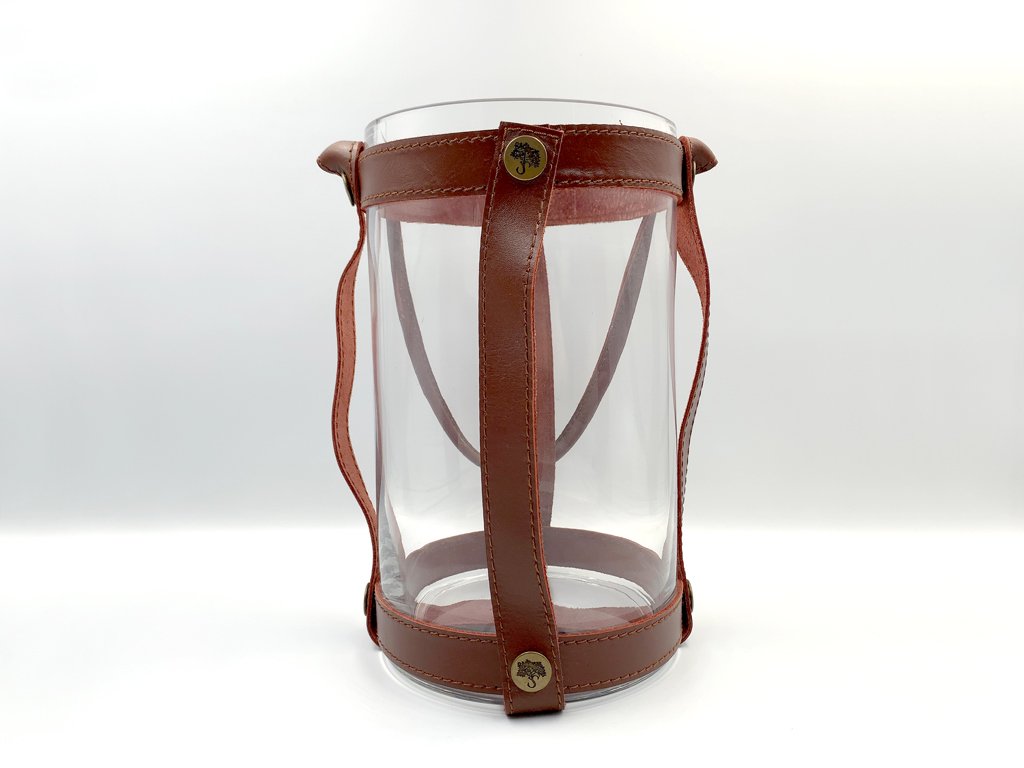 スカーガーデン SKARGAARDEN キャンドル ランタン Candle lantern ガラス×レザーストラップ フラワーベース レッド 北欧雑貨 スウェーデン ◎