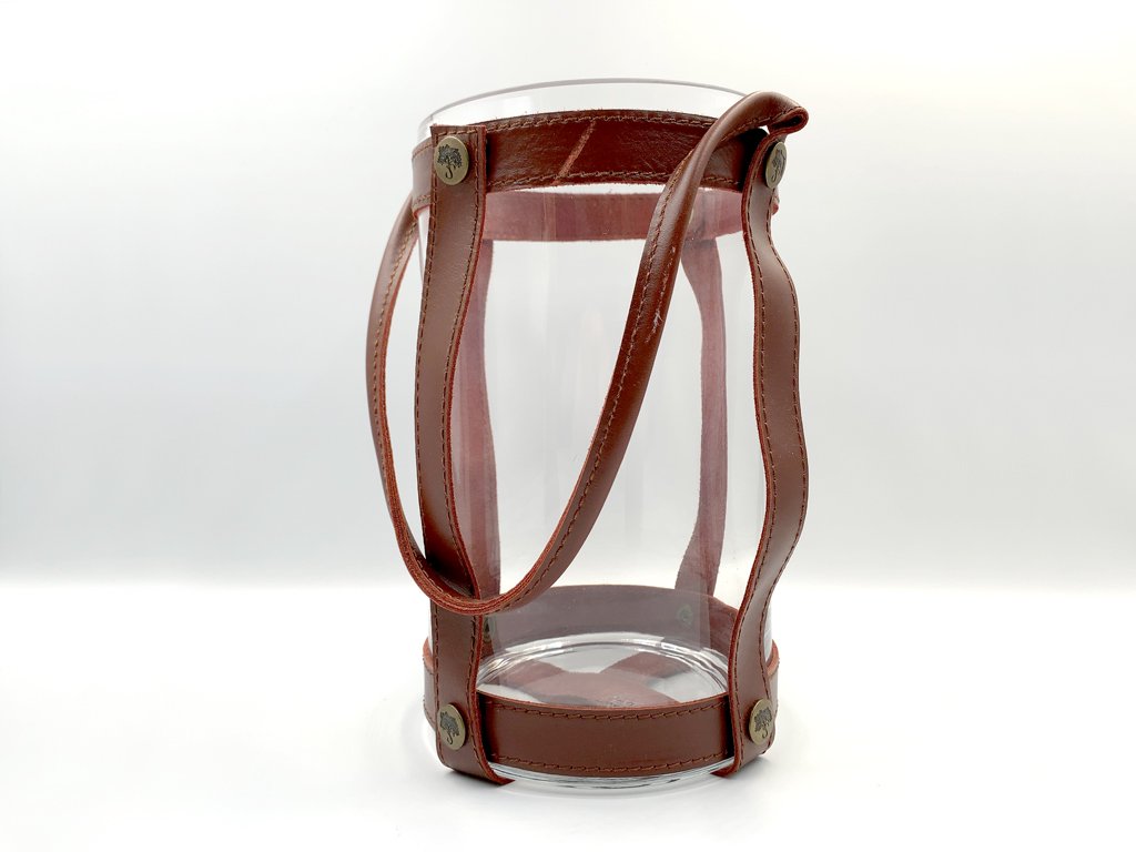 スカーガーデン SKARGAARDEN キャンドル ランタン Candle lantern ガラス×レザーストラップ フラワーベース レッド 北欧雑貨 スウェーデン ◎