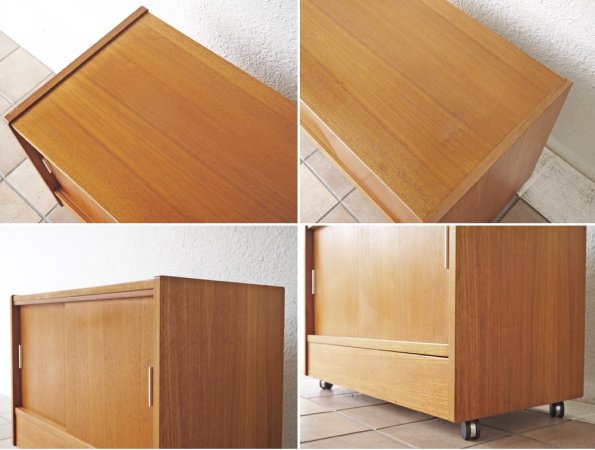 ハーバート E. ギブス ファニチャー HERBERT E. GIBBS FURNITURE 英国 1970's ビンテージ チーク材 レコードラック キャビネット キャスター 希少品 ◇