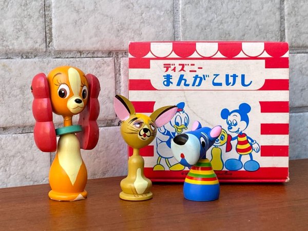 ウォルトディズニープロダクションズ Walt Disney Productions ディズニーまんがこけし 8箱26体 民芸 ジャパンビンテージ 60's ■