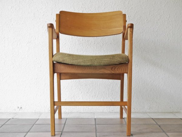 モモナチュラル Momo Natural マーレ アームチェア MARE ARM CHAIR アルダー材 ファブリック リーフグリーン 定価￥23,000- B ◇