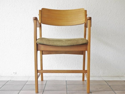 モモナチュラル Momo Natural マーレ アームチェア MARE ARM CHAIR アルダー材 ファブリック リーフグリーン 定価￥23,000- A ◇